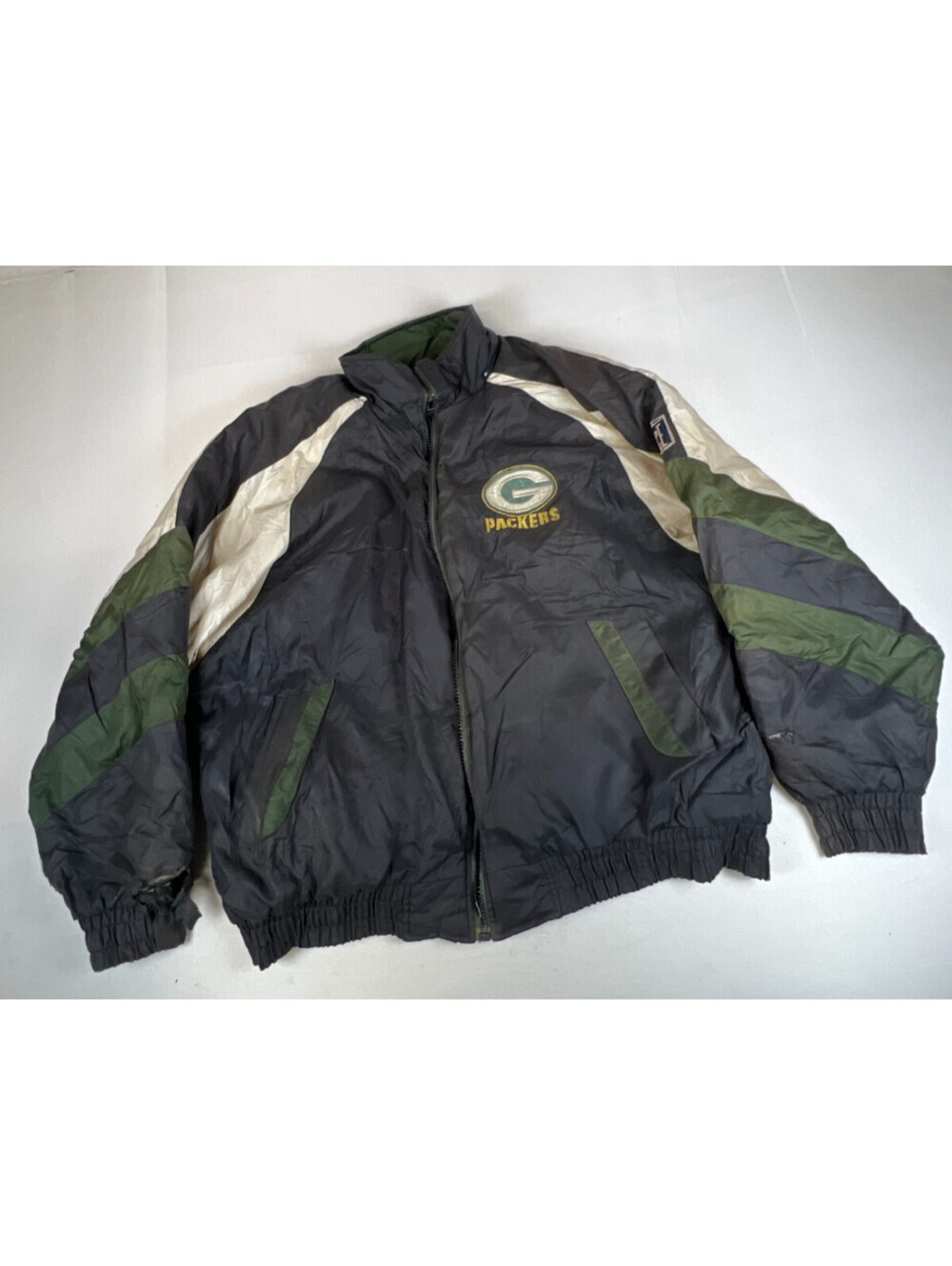 Vintage Pro Player Green Bay Packers Men 2XL  NFL Puffer Jacket Coat Nylon